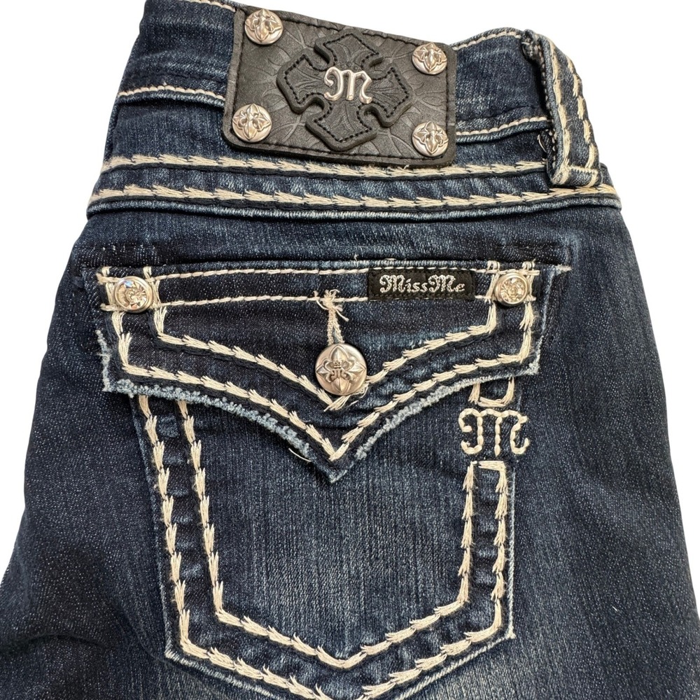 Miss Me Signature Boot Jeans J55014858 Low Rise Rhinestone Dark Wash 29 X 32